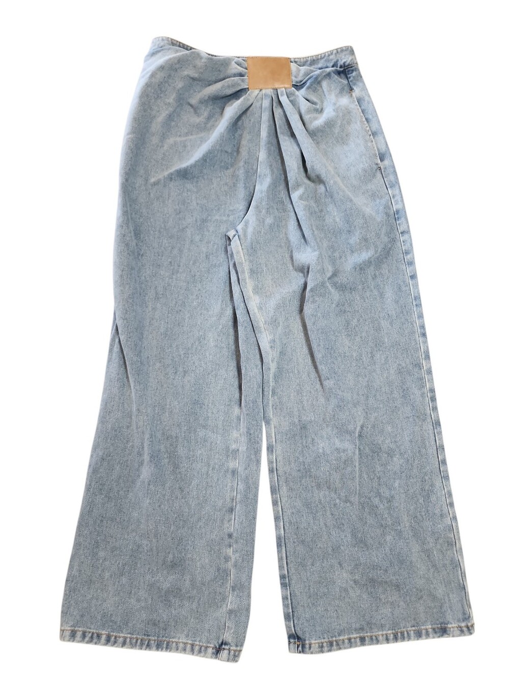 Commense Asymmetrical Ruched Wide Leg Denim Jeans Nwt Large